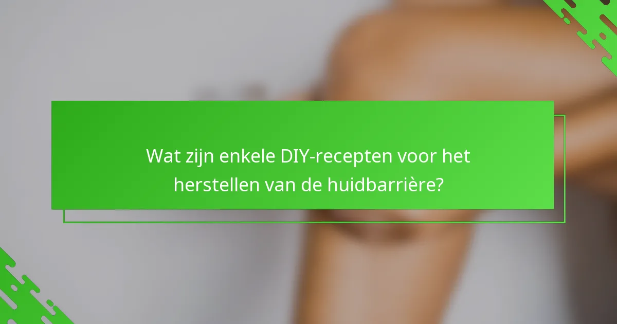 Wat zijn enkele DIY-recepten voor het herstellen van de huidbarrière?